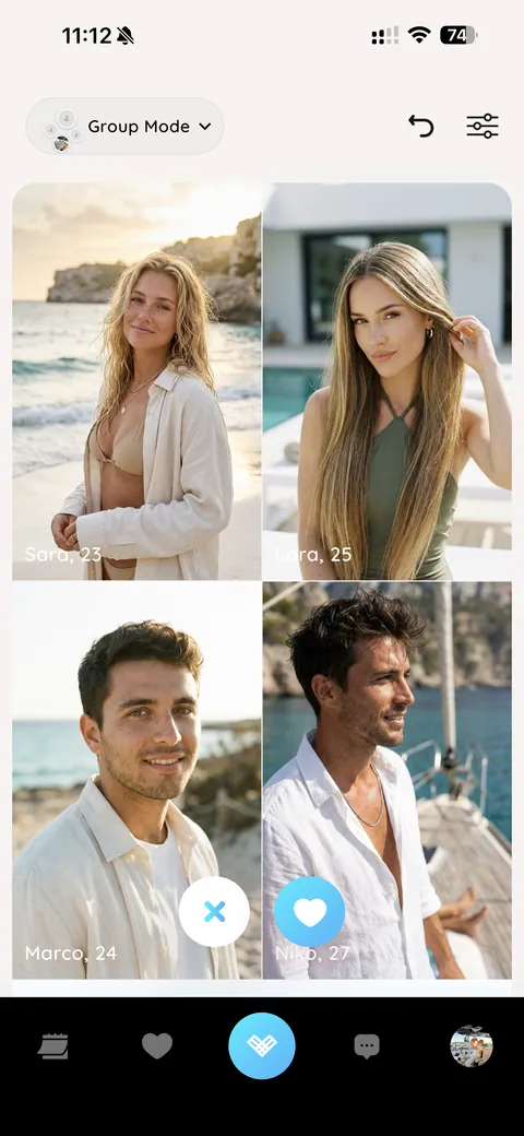 vennu App — Group Mode: mit Freunden gemeinsam Singles in deiner Stadt swipen