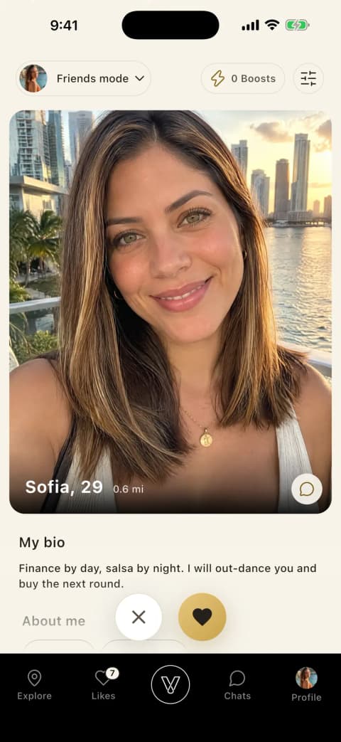 Swipe en mode Friends dans l’appli Vennu